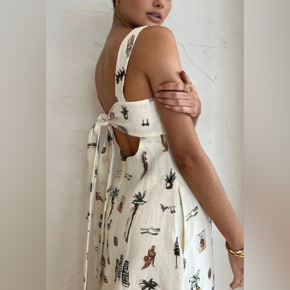 Tropical Print Knotted Long Dress - Picture 4 of 7